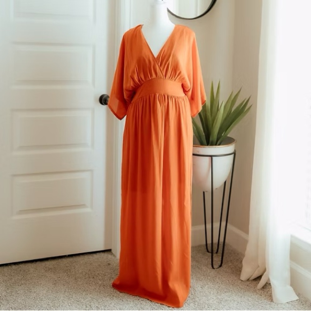 Elegant Orange Maxi Dress - NEVER WORN
